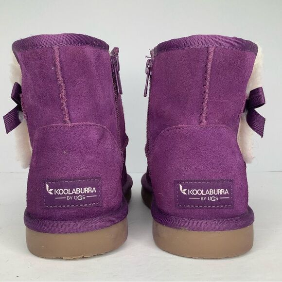 Koolaburra by Ugg  Purple Suede Leather Mid-Calf Short Girl Winter Boots Sz 4 - Picture 4 of 11